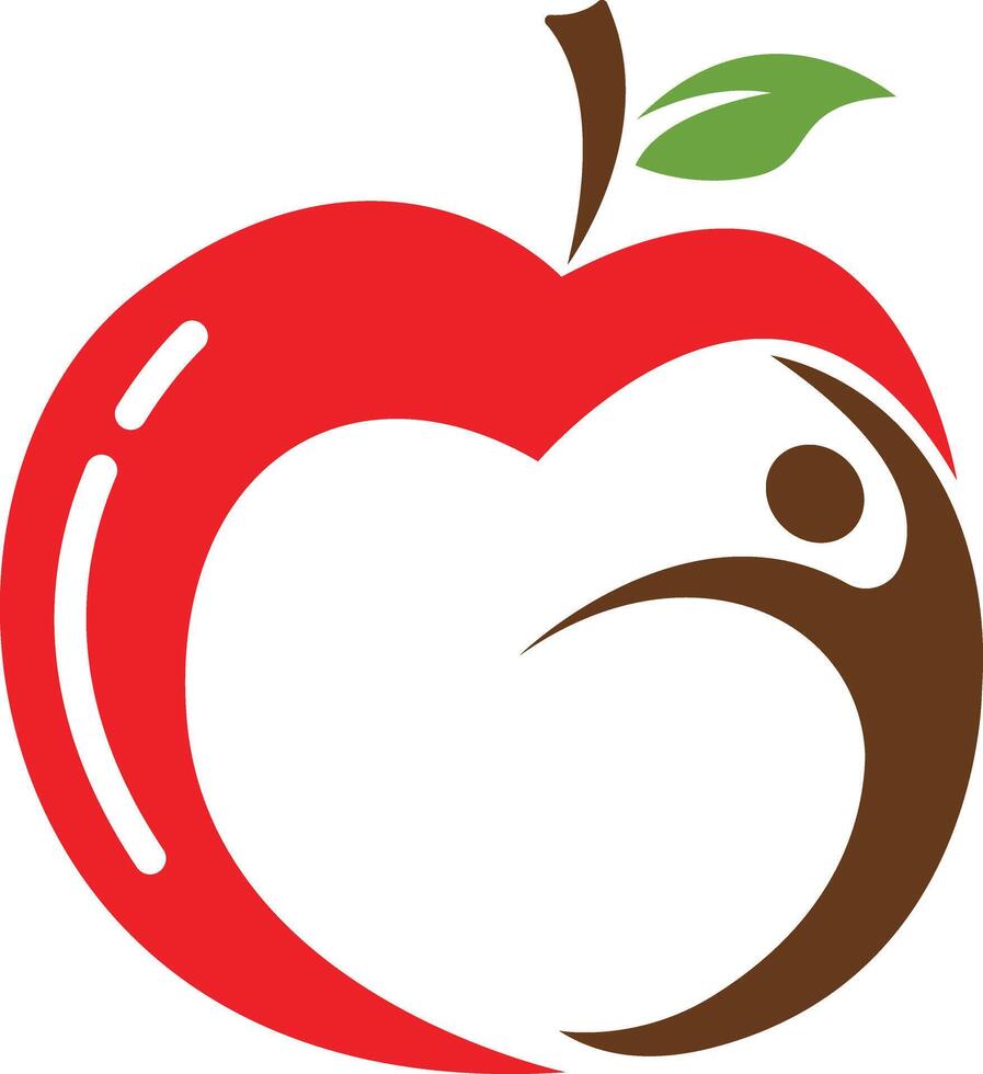 Apple with happy human logo design with health icons vector