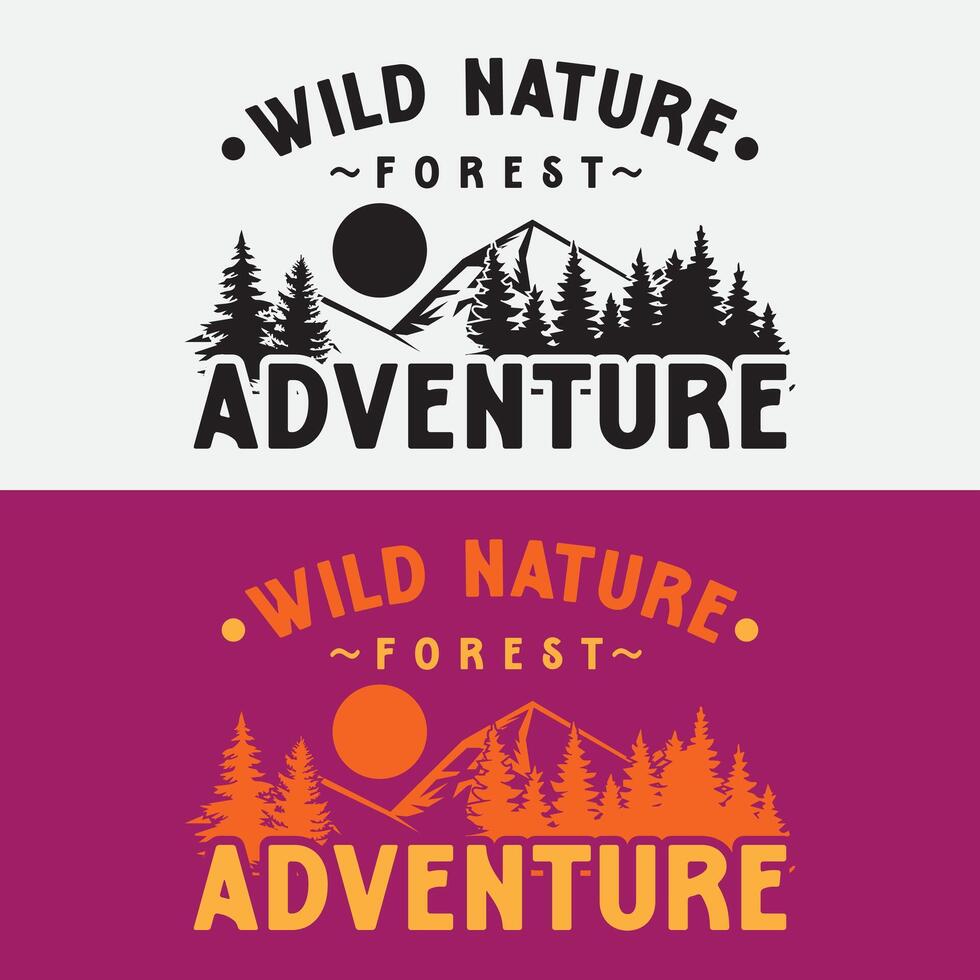 mountain adventure design black and magenta illustration in the wild it is suitable for clothes, stickers, key chains vector