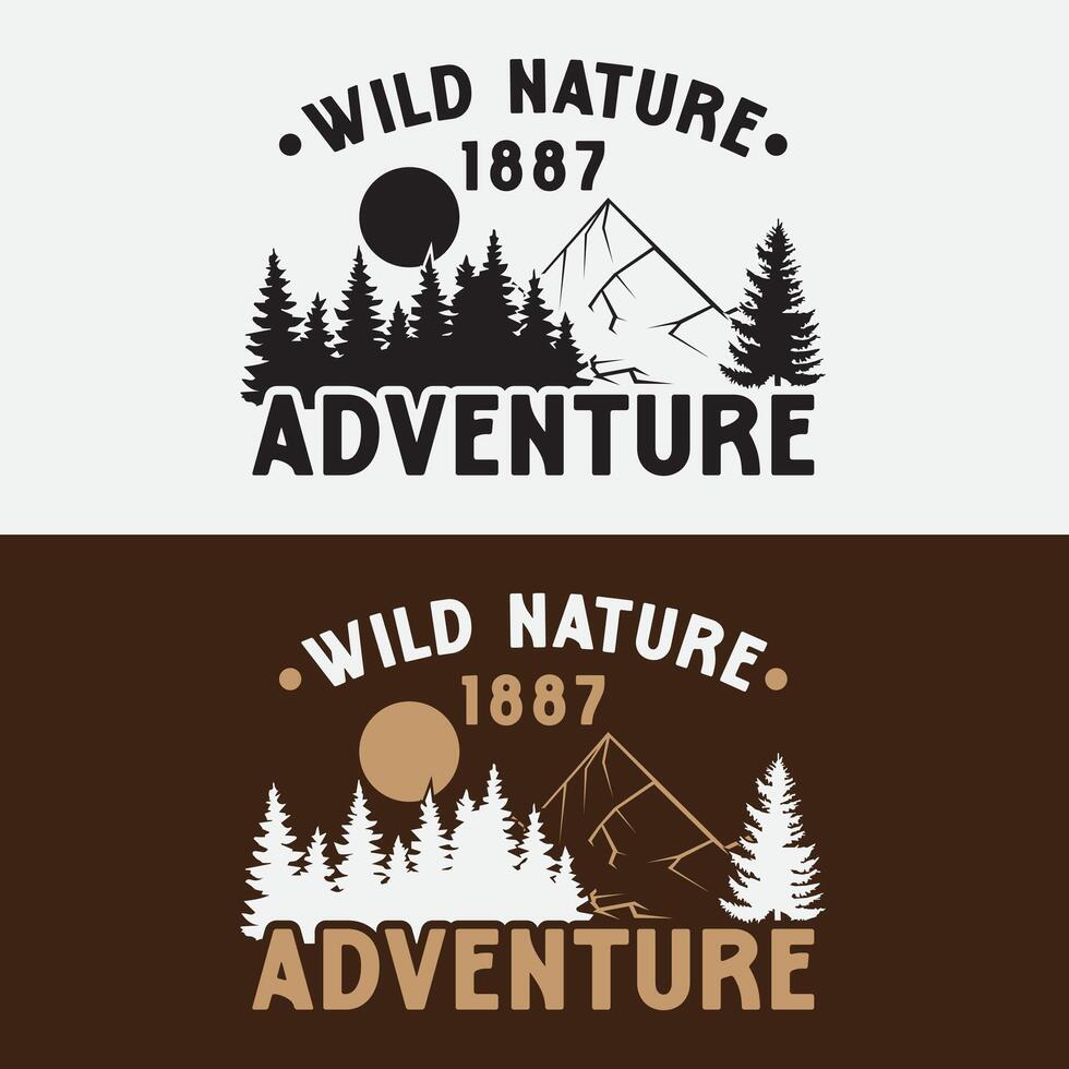 mountain adventure design brown and black illustration in the wild it is suitable for clothes, stickers, key chains vector