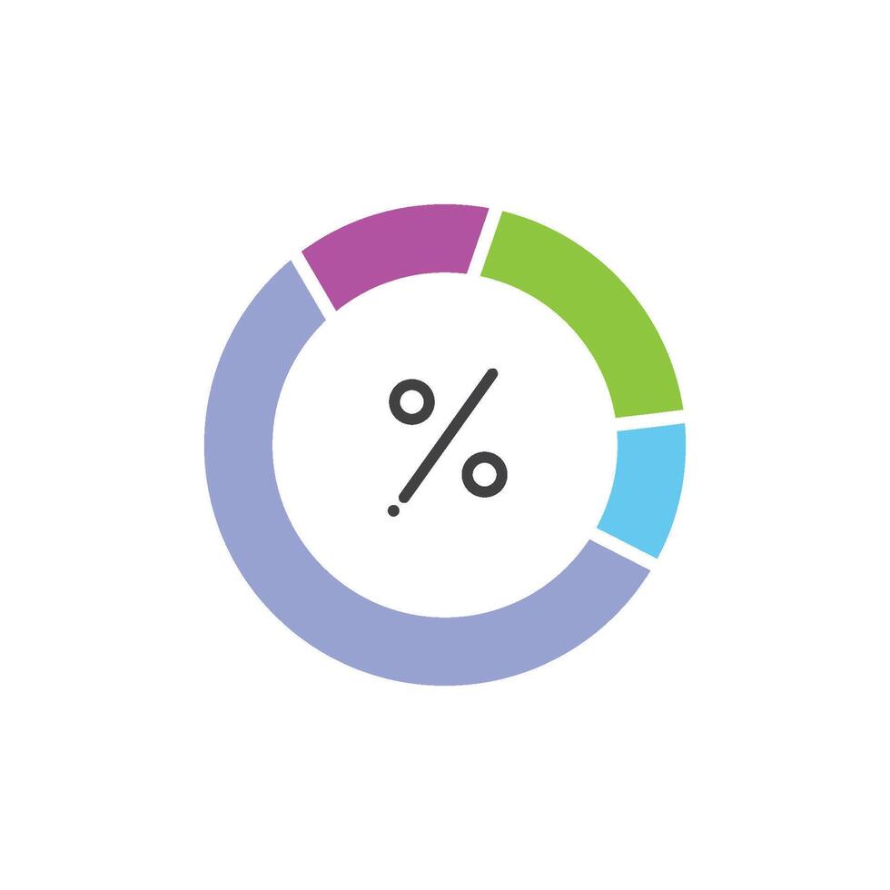 A pie chart with a percentage of the pie vector