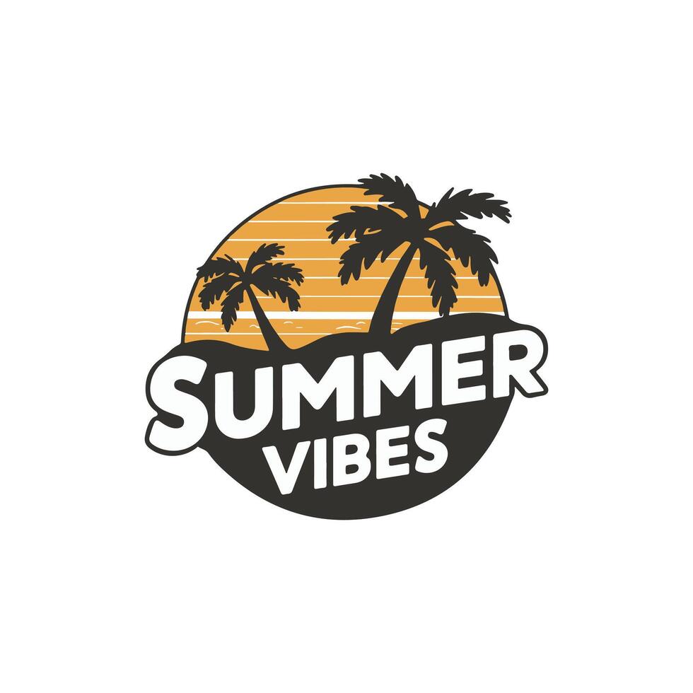 summer vibes with palm tree illustration vector
