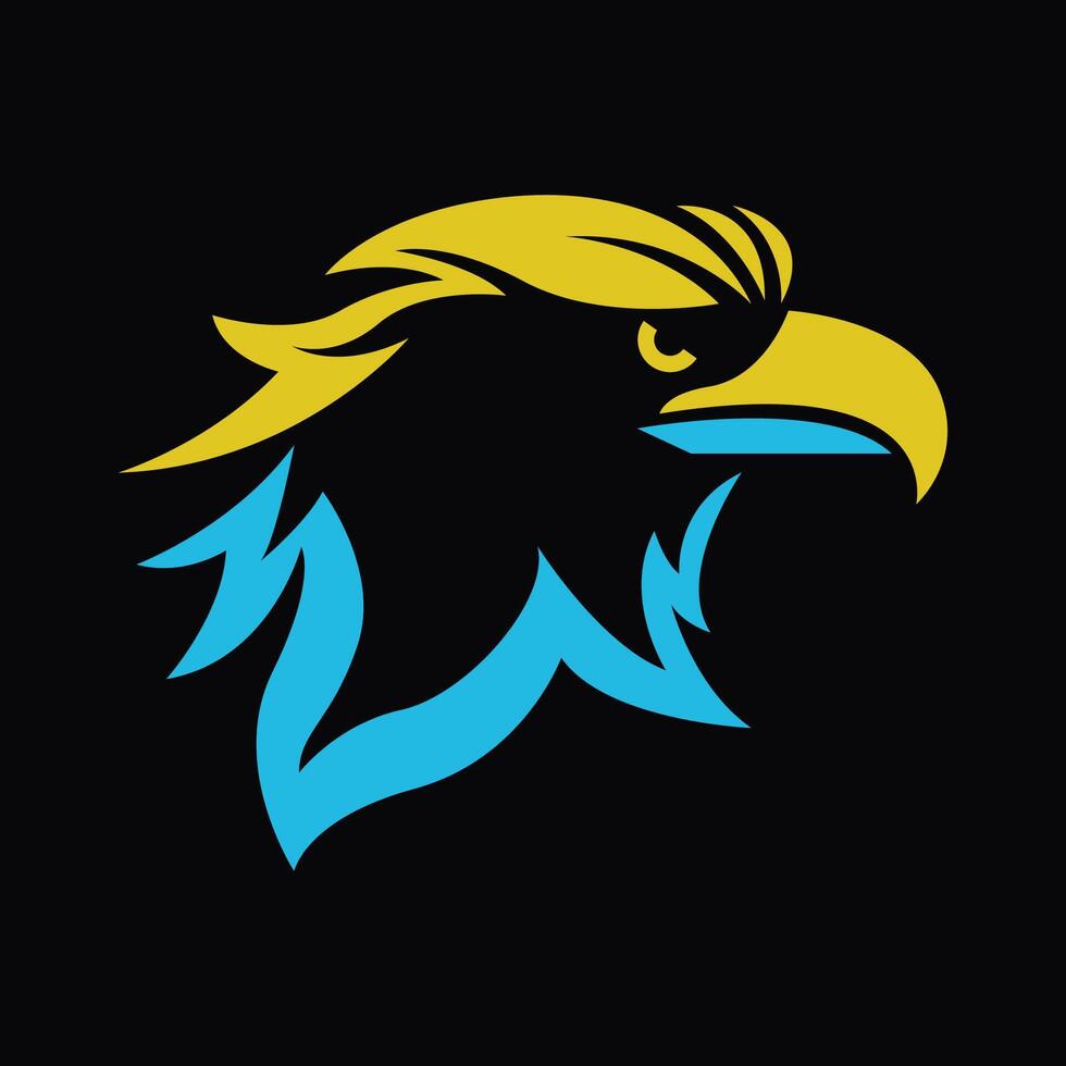 simple illustration of eagle head on black background vector