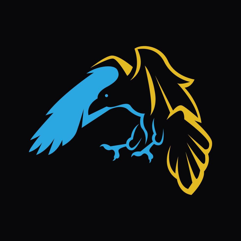 simple illustration of abstract raven on black background vector
