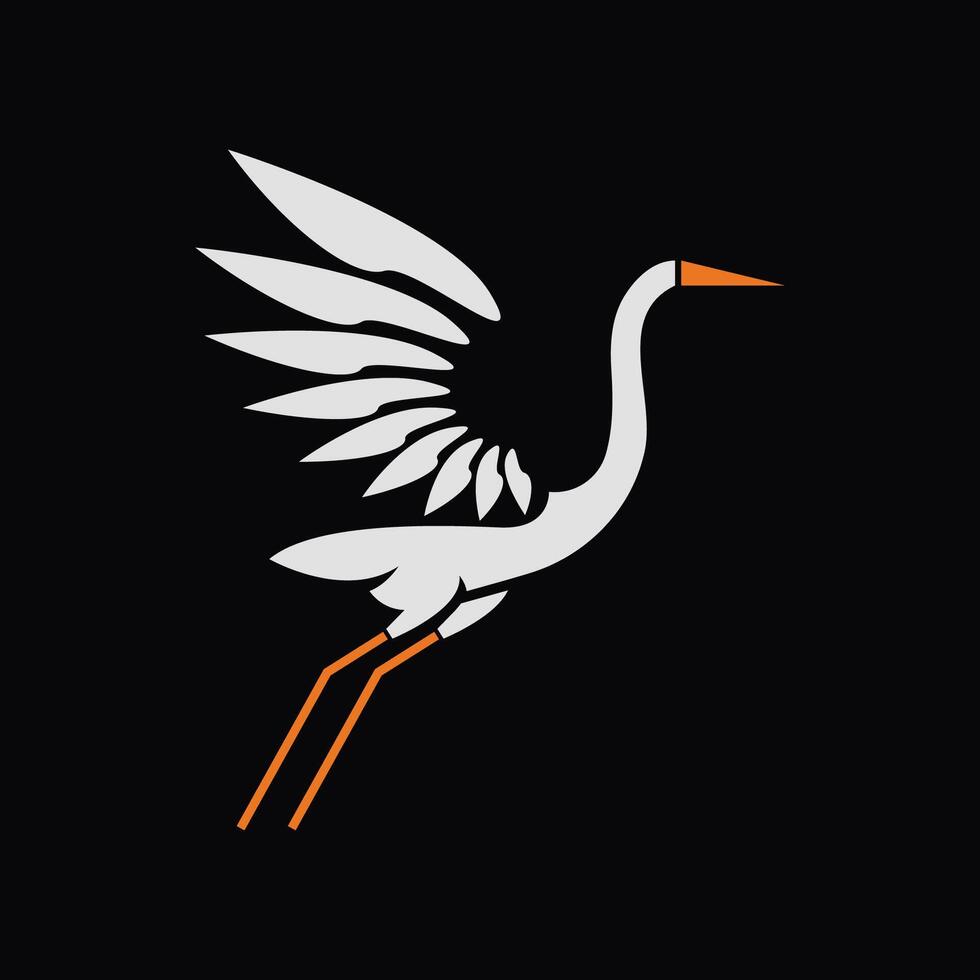 simple illustration of heron fly on black background vector