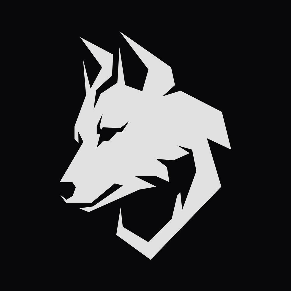 simple illustration of wolf head on black background vector