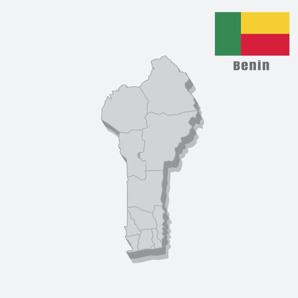 3D map of Benin with separated sections on a white background vector