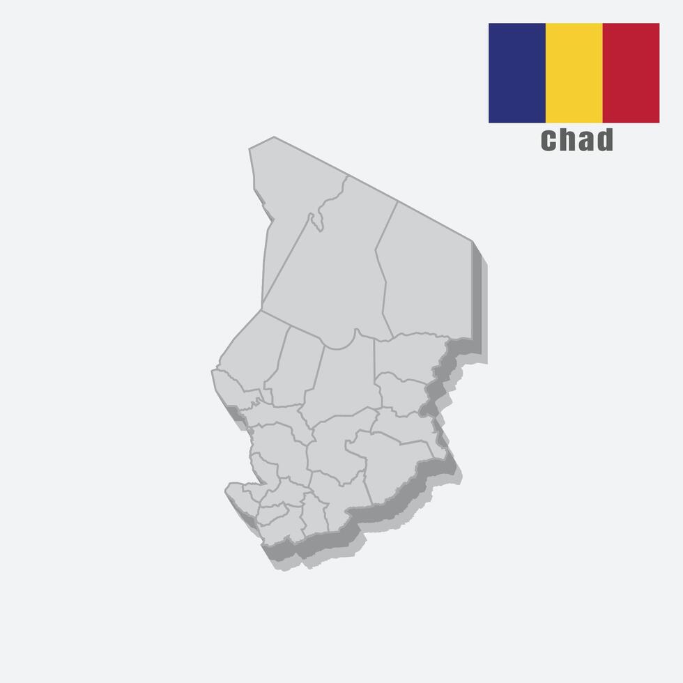 3D map of Chad with separated sections on a white background vector
