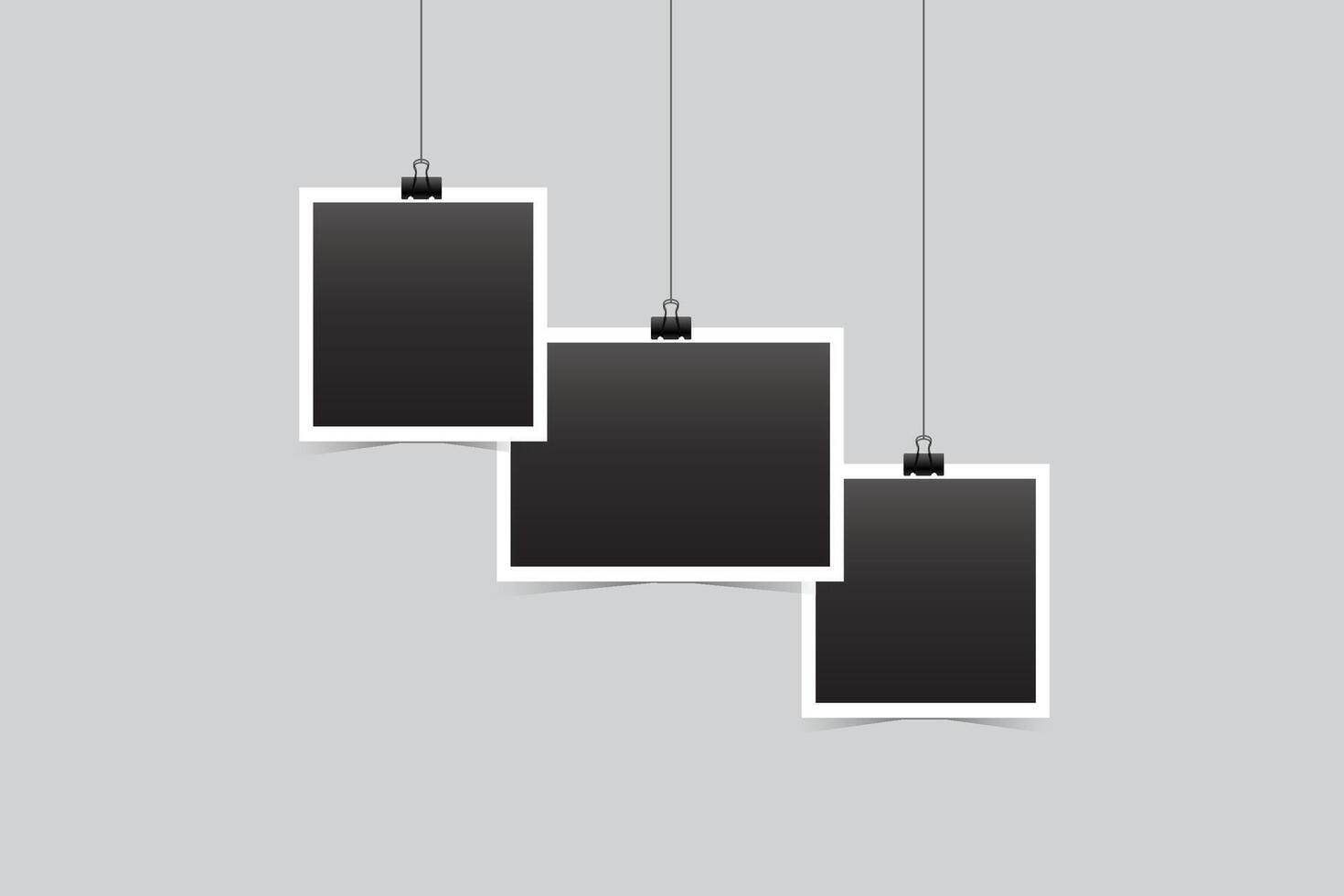 Blank quick photo frame template in hanging style vector