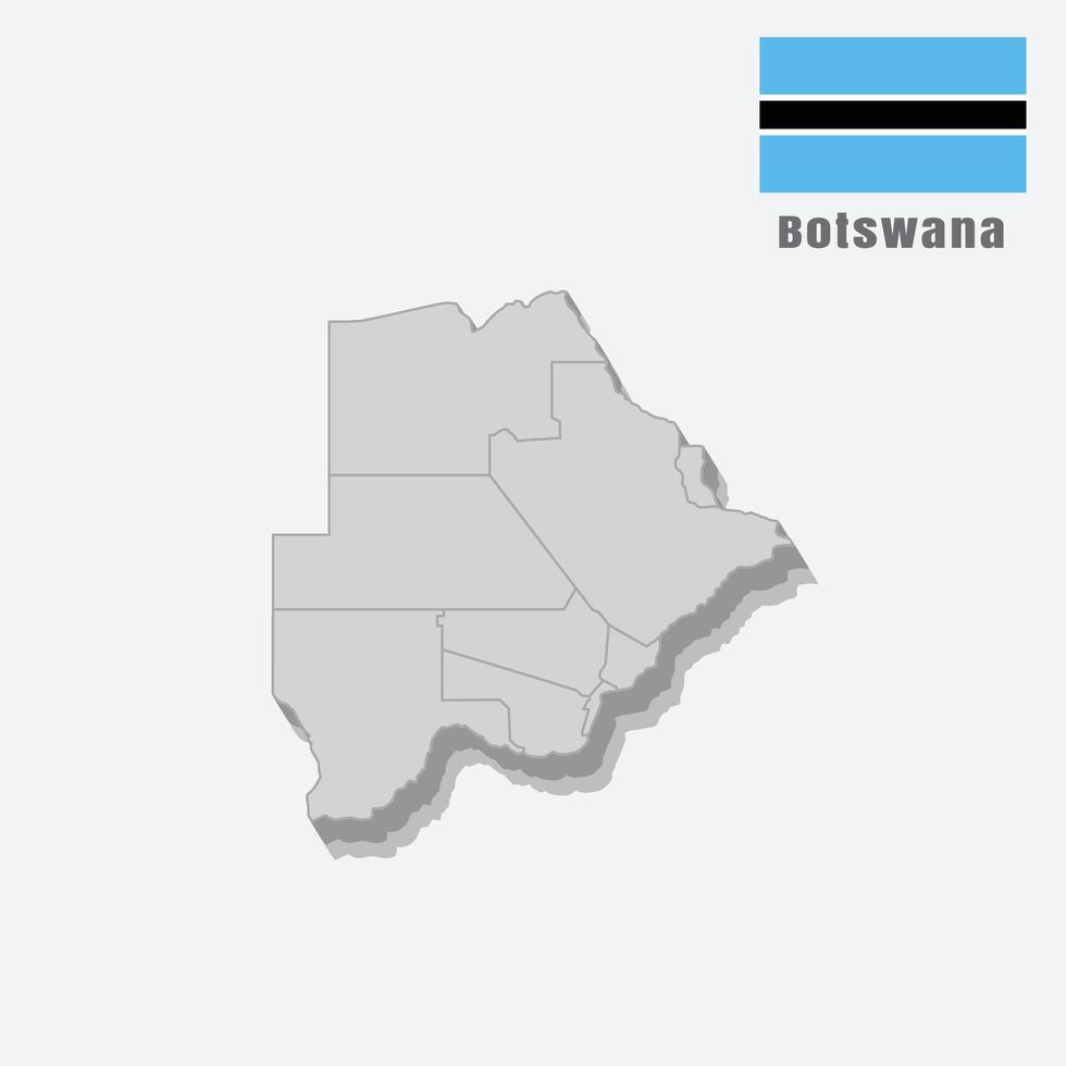 3D map of Botswana with separated sections on a white background vector