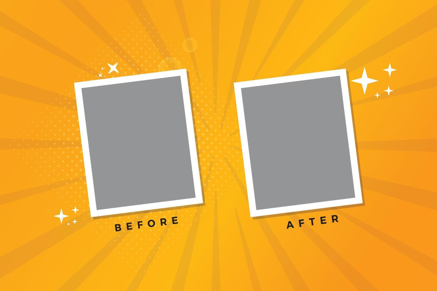 Comparison before and after photo frame blue gradient background vector