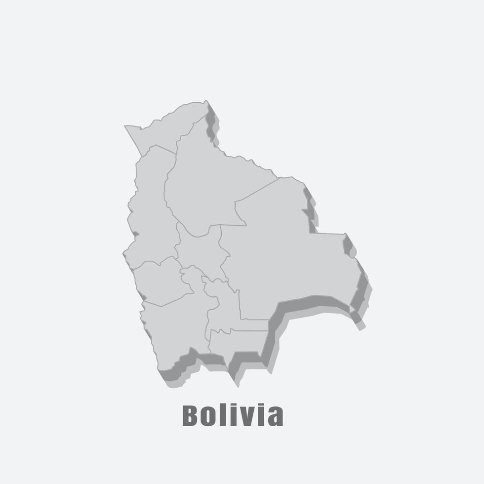 3D map of Bolivia with separated sections on a white background vector