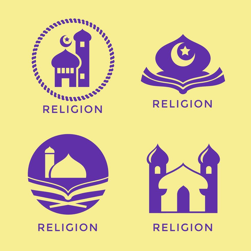 Set of Emblem Designs Modern Moslem or Muslim Religion vector