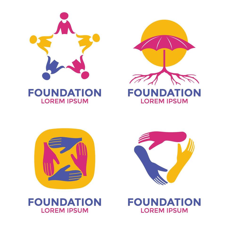 Set of collection foundation emblem idea design handdrawn illustration vector