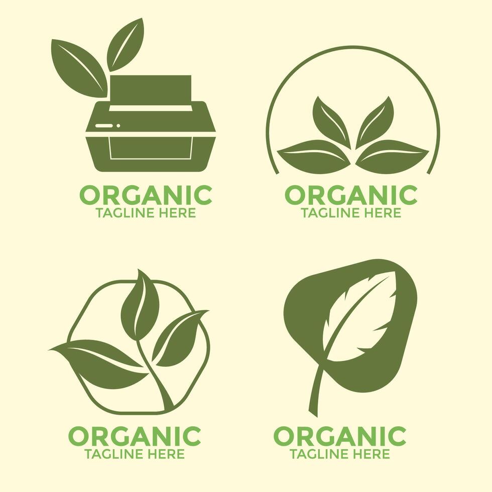 Set of emblem for organic products vector