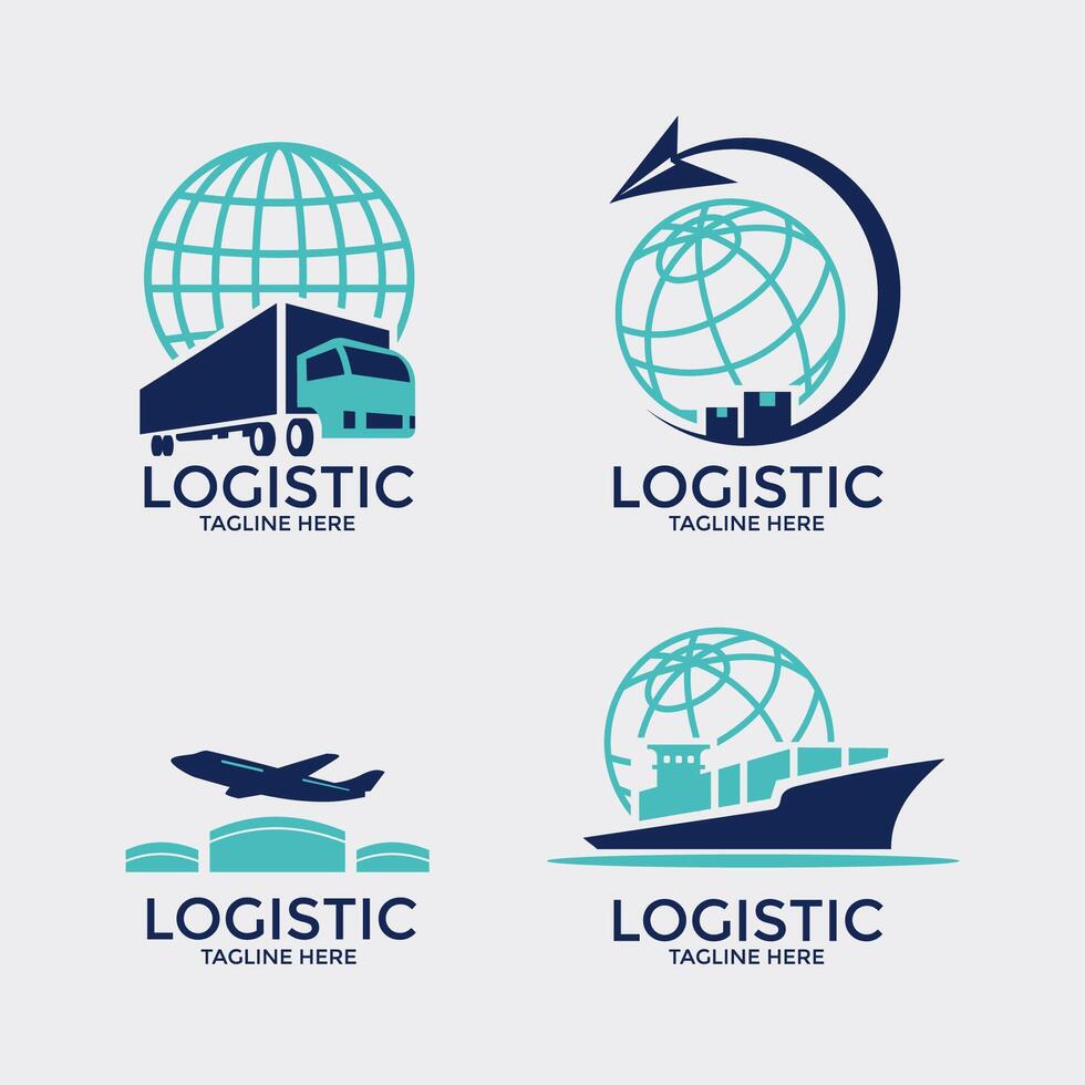 Set of emblem template for logistics and delivery company vector