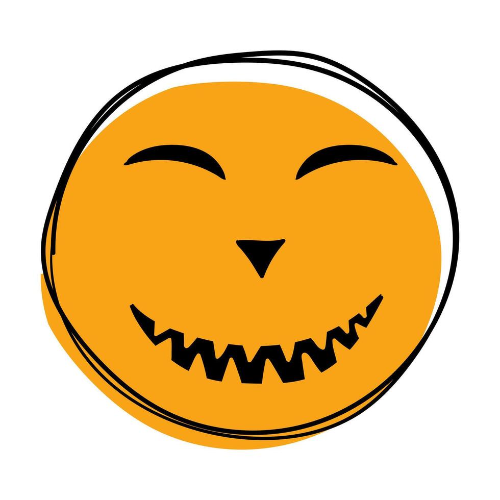 Pumpkin face icon. A smiling jack-o-lantern face, representing Halloween, fun, and autumn celebrations vector