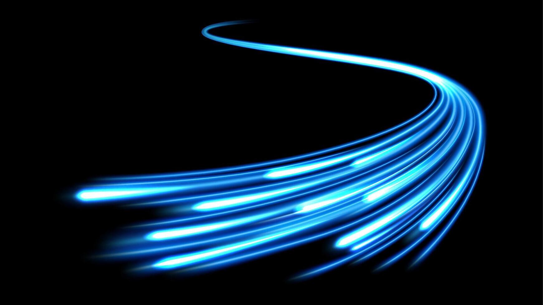 Blue Motion Light Trails, Long Time Exposure Motion Blur Effect vector