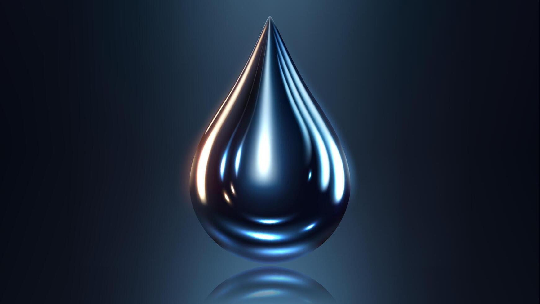 High Quality Crude Oil Drop Isolated on Dark Background, Shiny Droplet vector
