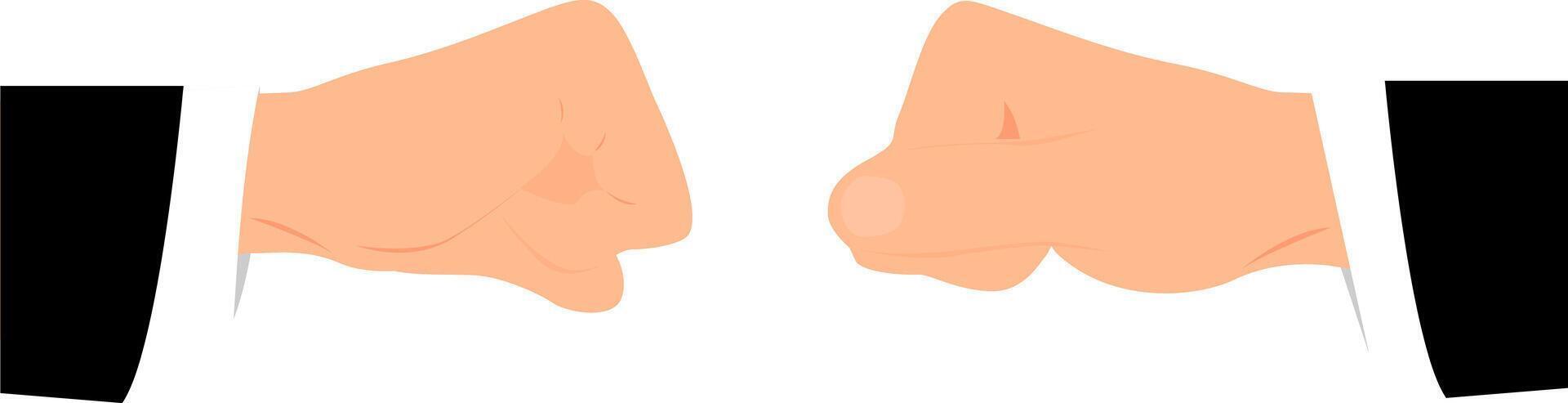 Two fisted hands in business suits moving towards each other to make a gesture that means sealing the deal. vector