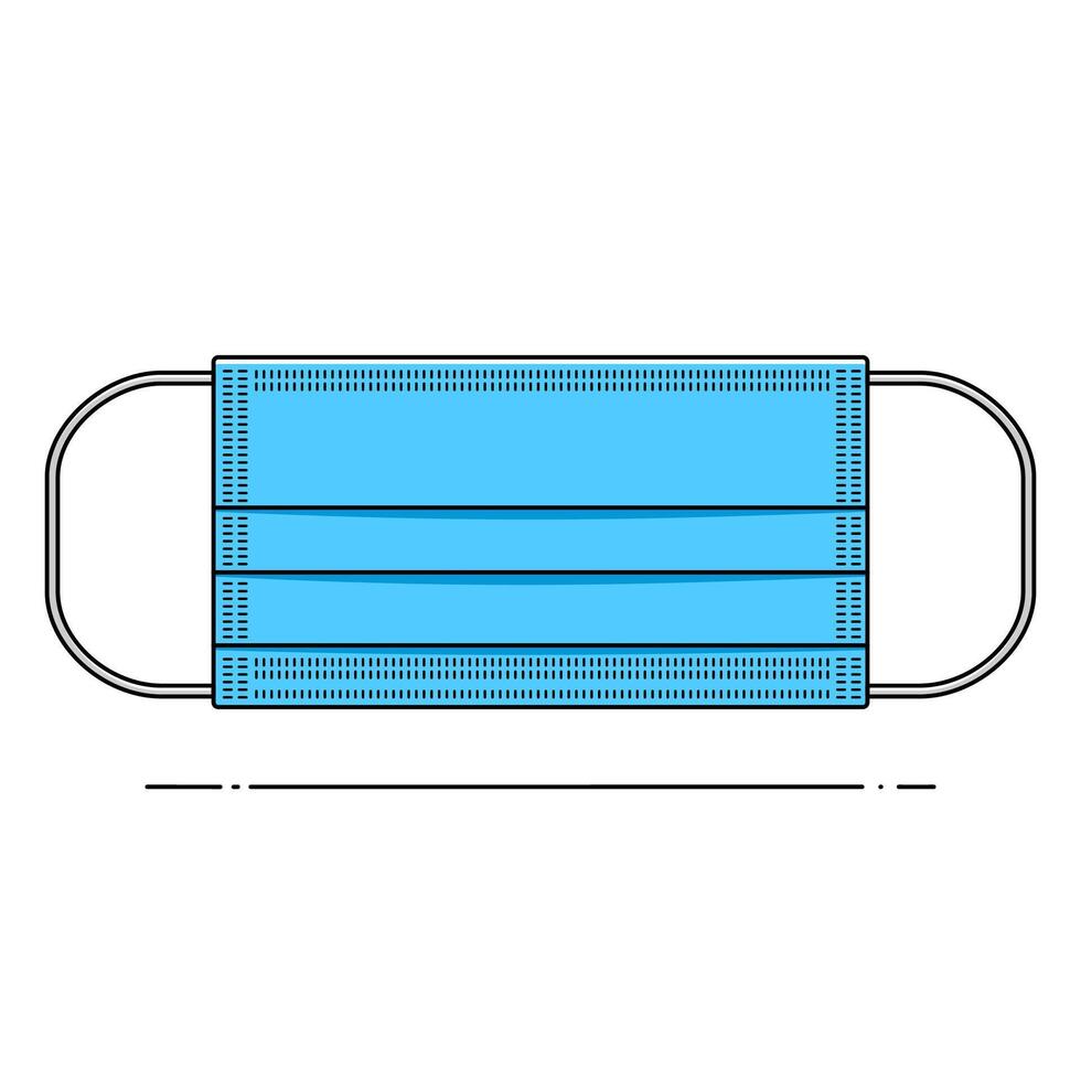 Safety medical face mask. illustration in flat style with outline on isolated background. Template of personal protective equipment against bacteria, dust, air pollution, prevent virus, flu vector