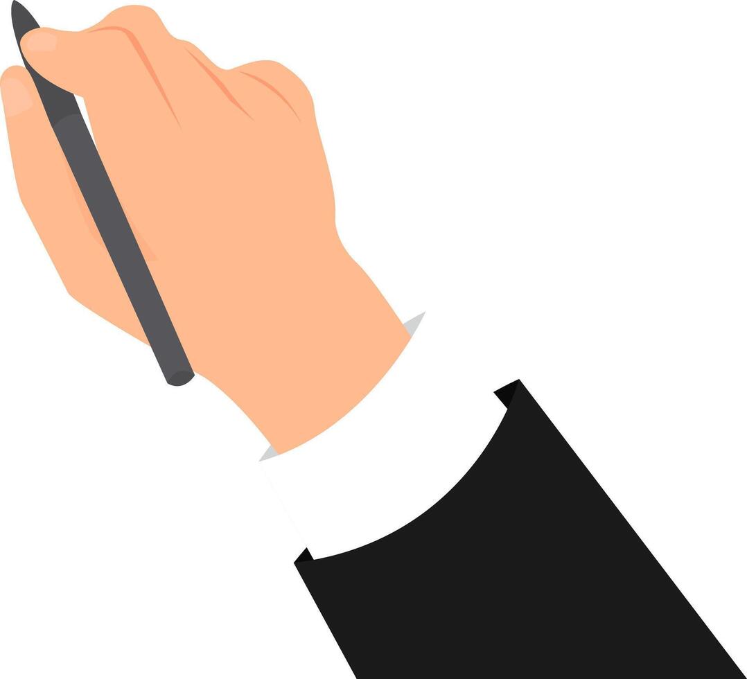 Hand in a business suit holding a pen. vector