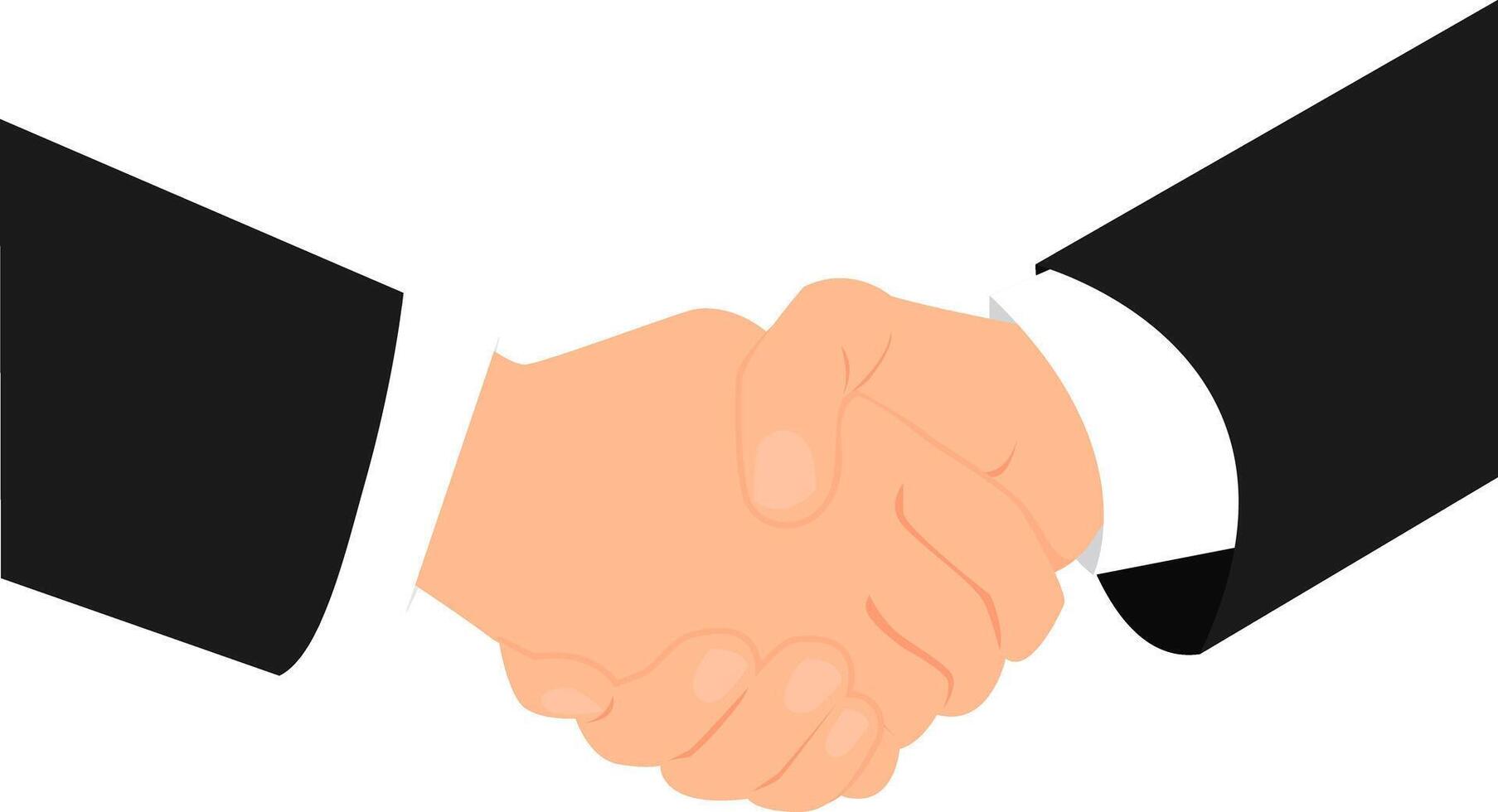 Handshake of two hands in business black suits. vector