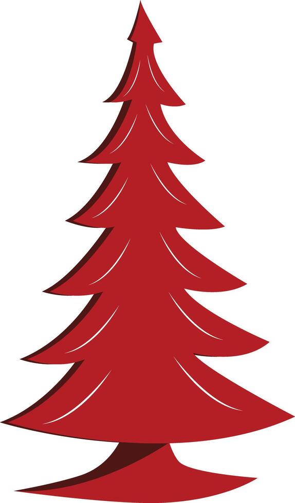 Stylized decorative Christmas tree of red color with white stripes of snow. vector