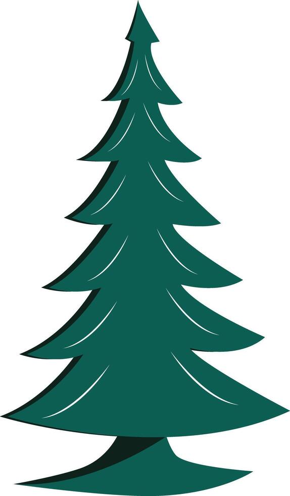 Stylized decorative Christmas tree of green color with white stripes of snow. vector