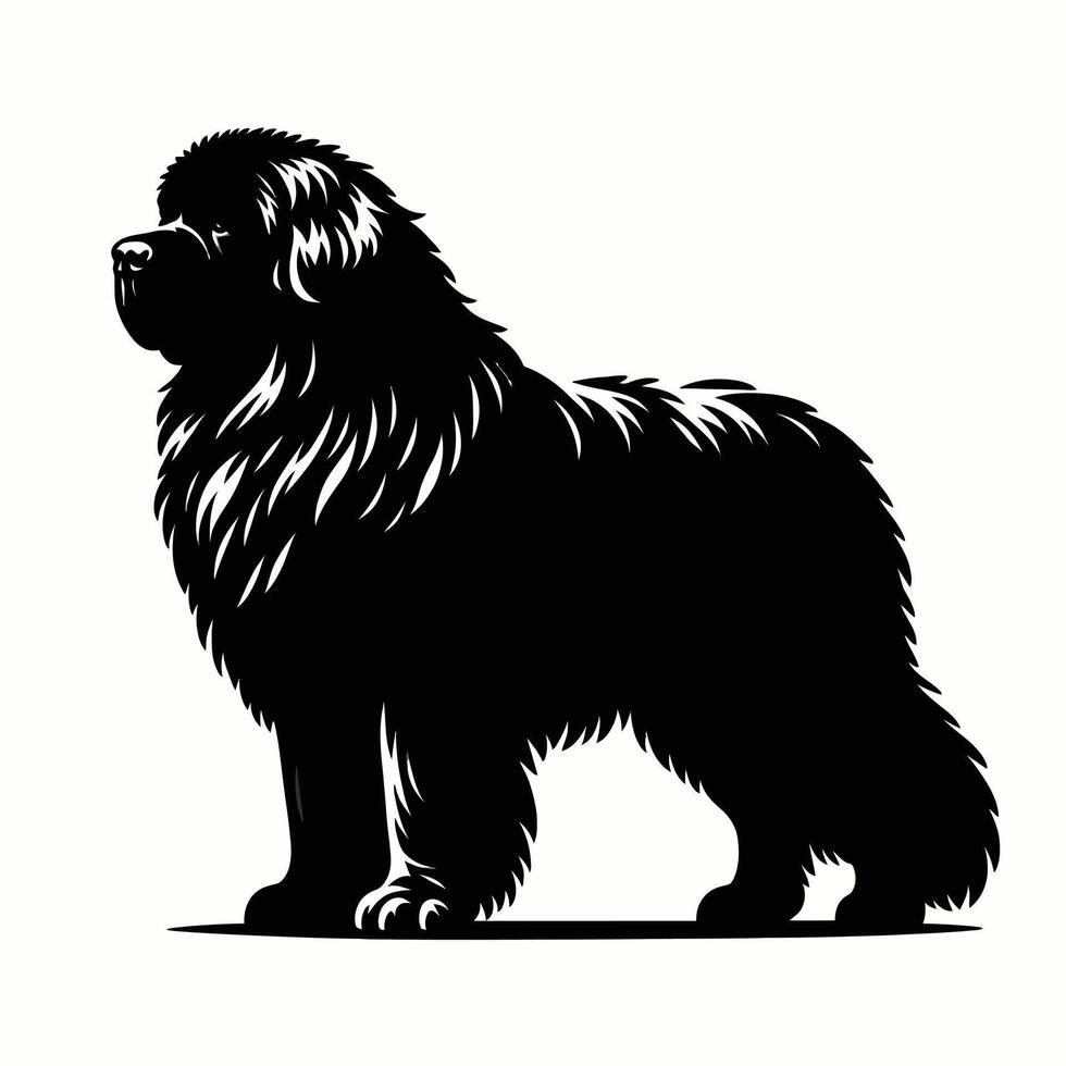 A black and white silhouette of a dog vector