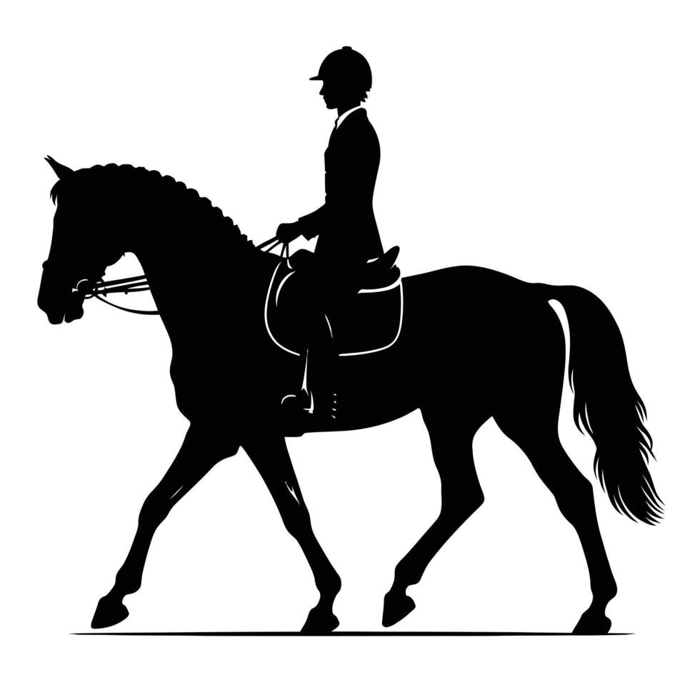 Silhouette of a rider on a horse vector