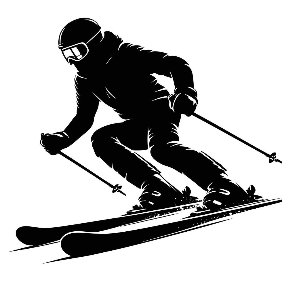 A silhouette of a skier on a slope vector