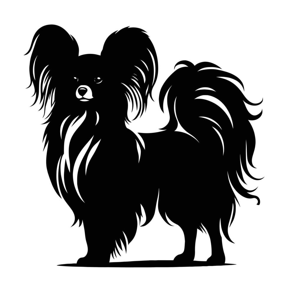 Silhouette of a papillon dog vector