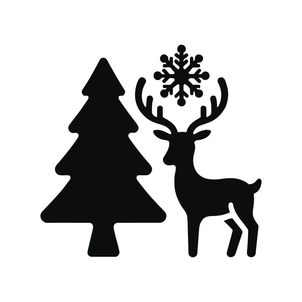 Deer and christmas tree icon illustration vector