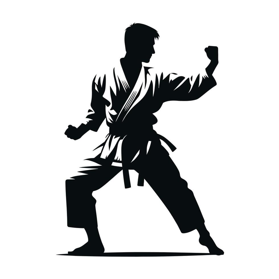 Karate man silhouette illustration vector