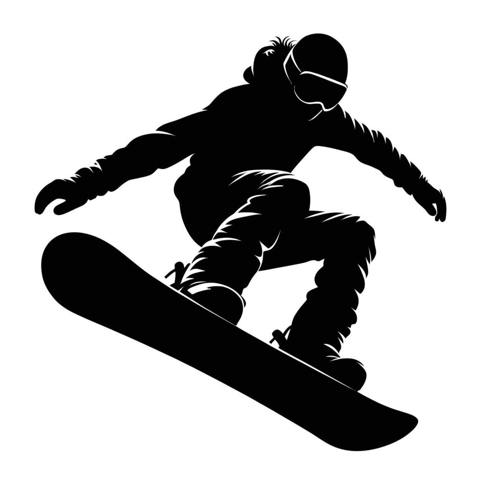 Snowboarder silhouette on white background vector