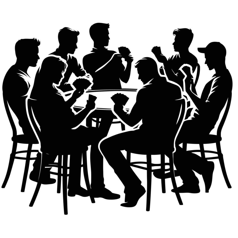 Silhouette of people sitting at a table with drinks vector