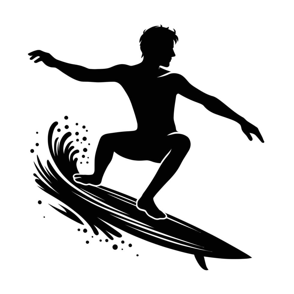 Surfer silhouette on white background vector