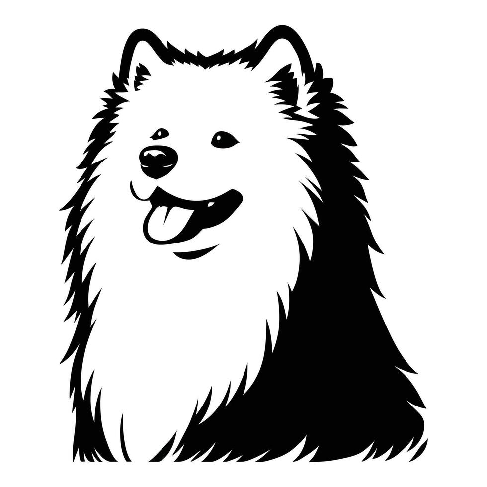 A black and white drawing of a dog's head vector