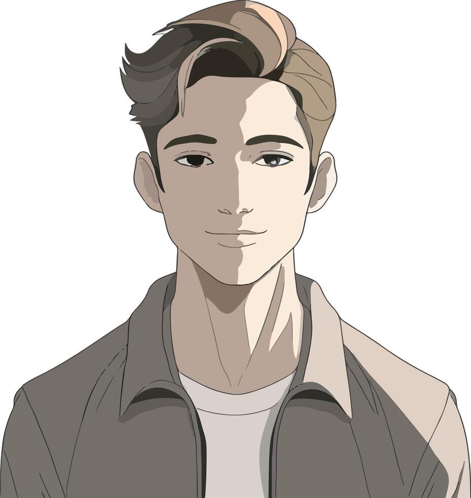 Anime character with brown hair and brown eyes vector