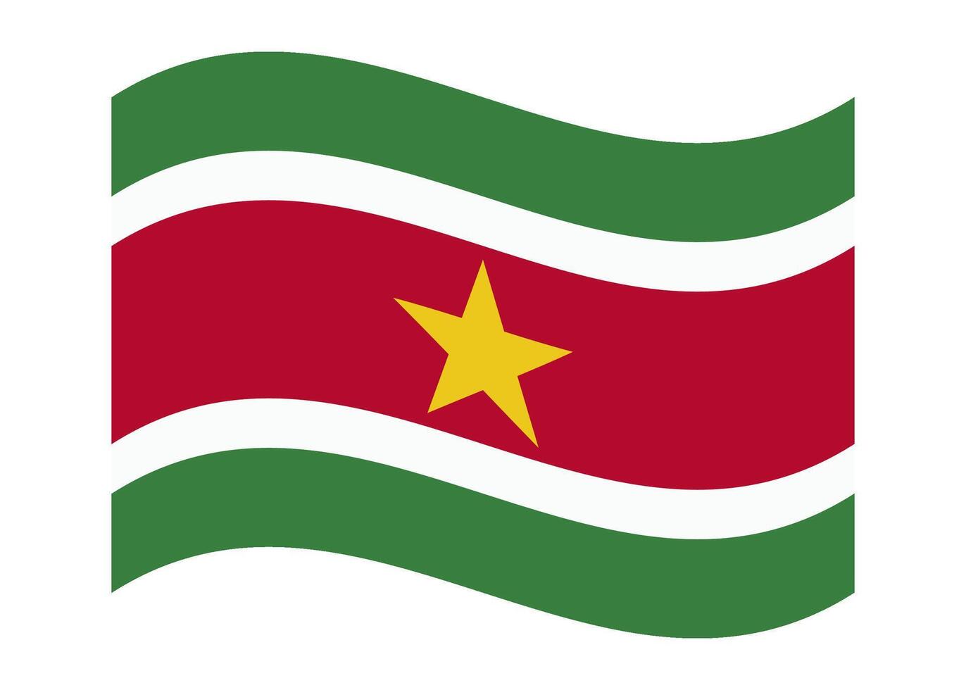 Wavy flag of Suriname, isolated on transparent background. Flag of the Republic of Suriname vector