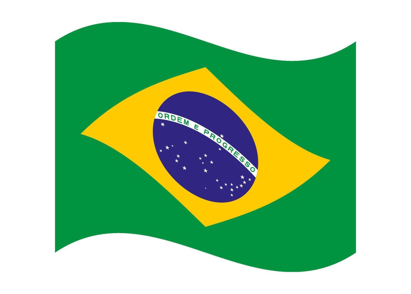 Wavy flag of Brazil, isolated on transparent background. Flag of the Federative Republic of Brazil vector