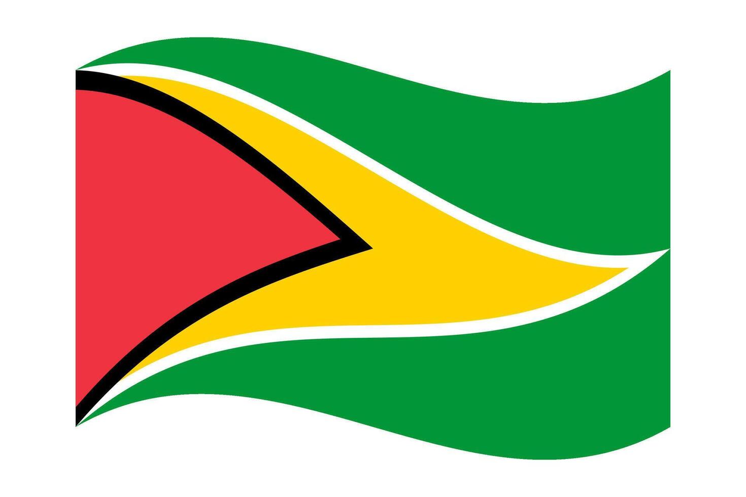 Wavy flag of Guyana, isolated on transparent background. Flag of the Co-operative Republic of Guyana vector