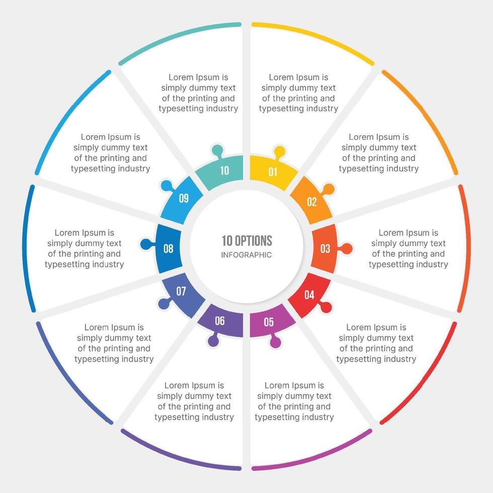 Circular Cycle Infographic Template Design With 10 Steps vector
