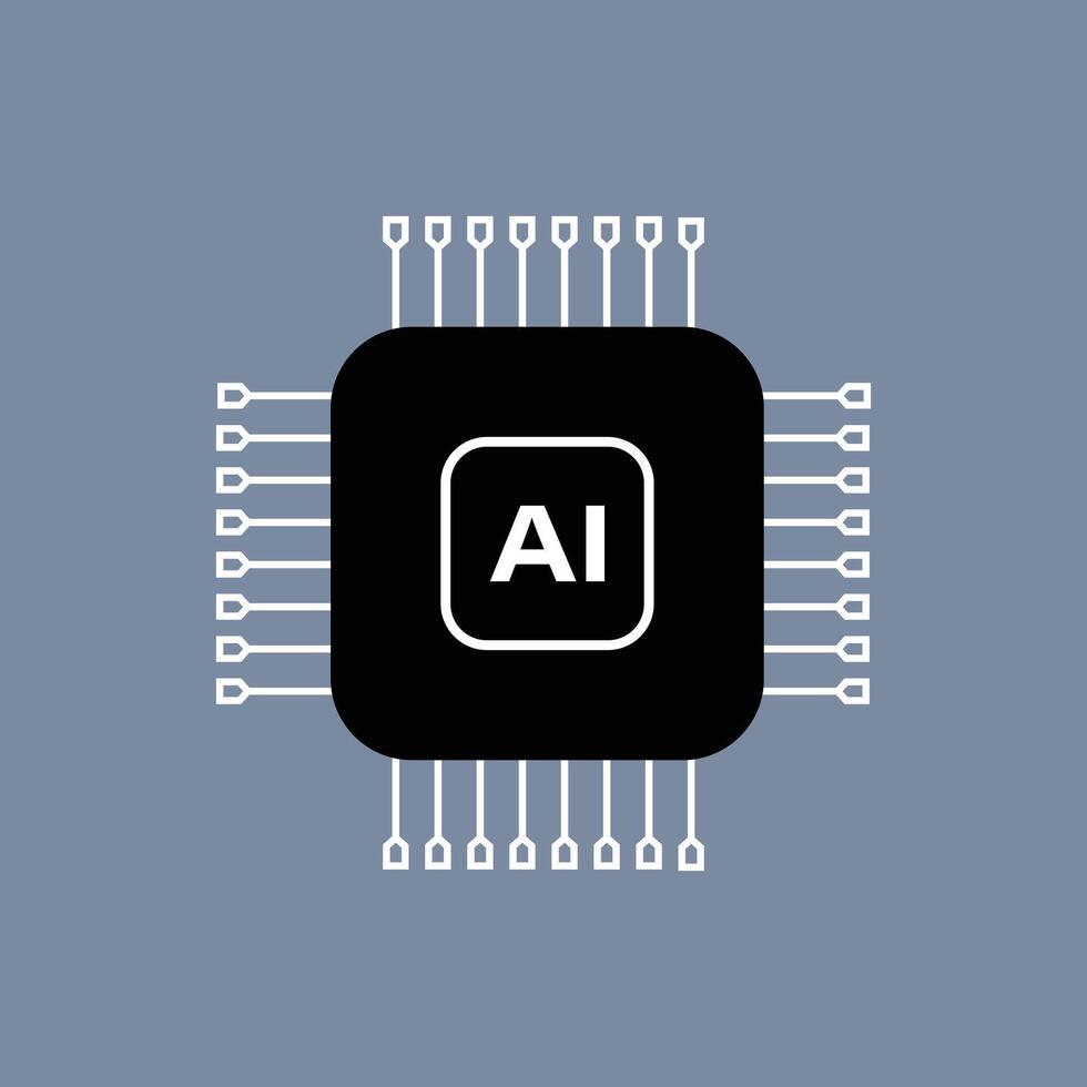The ai logo is shown on a computer chip vector