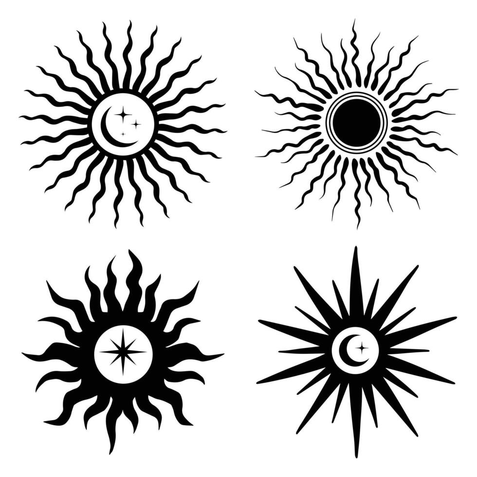 Sun and moon symbols vector