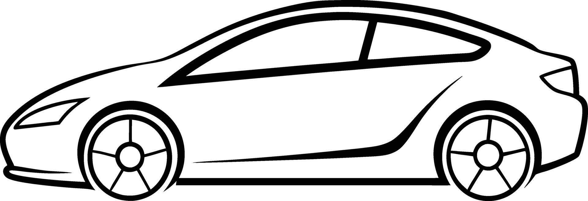 High-Performance Car Side Sketch vector