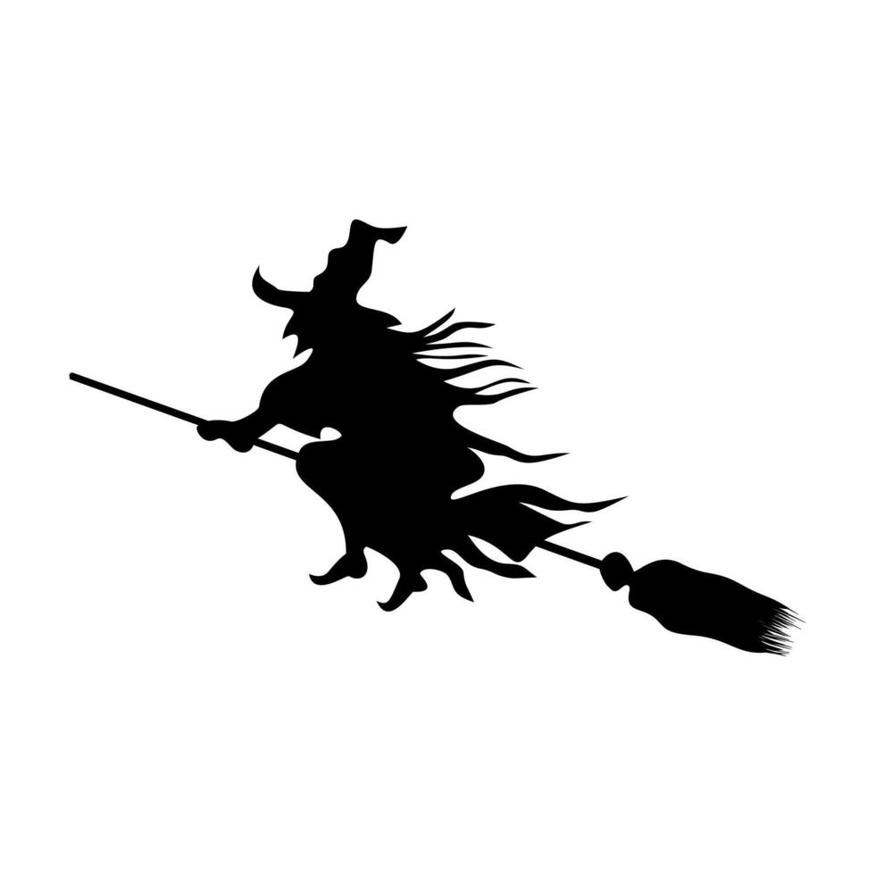 Halloween witch flying on a broomstick. halloween night. happy halloween banner. Halloween icon isolated on a white background. vector