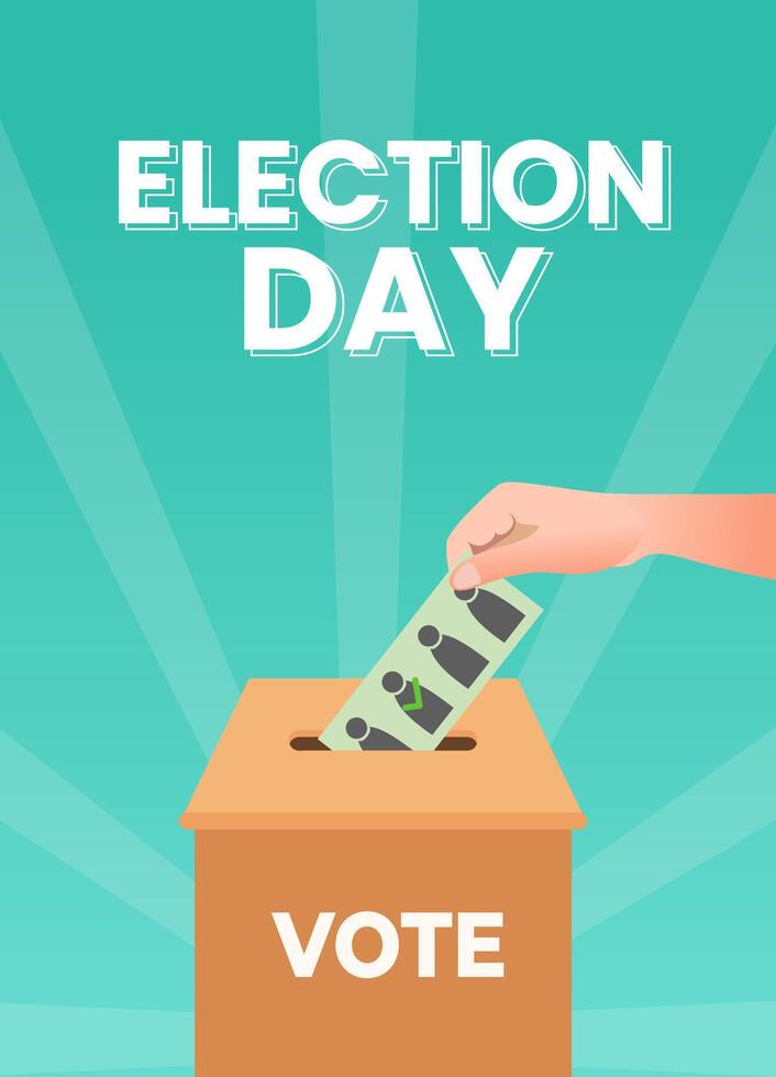 human hand putting the vote into the election box vector