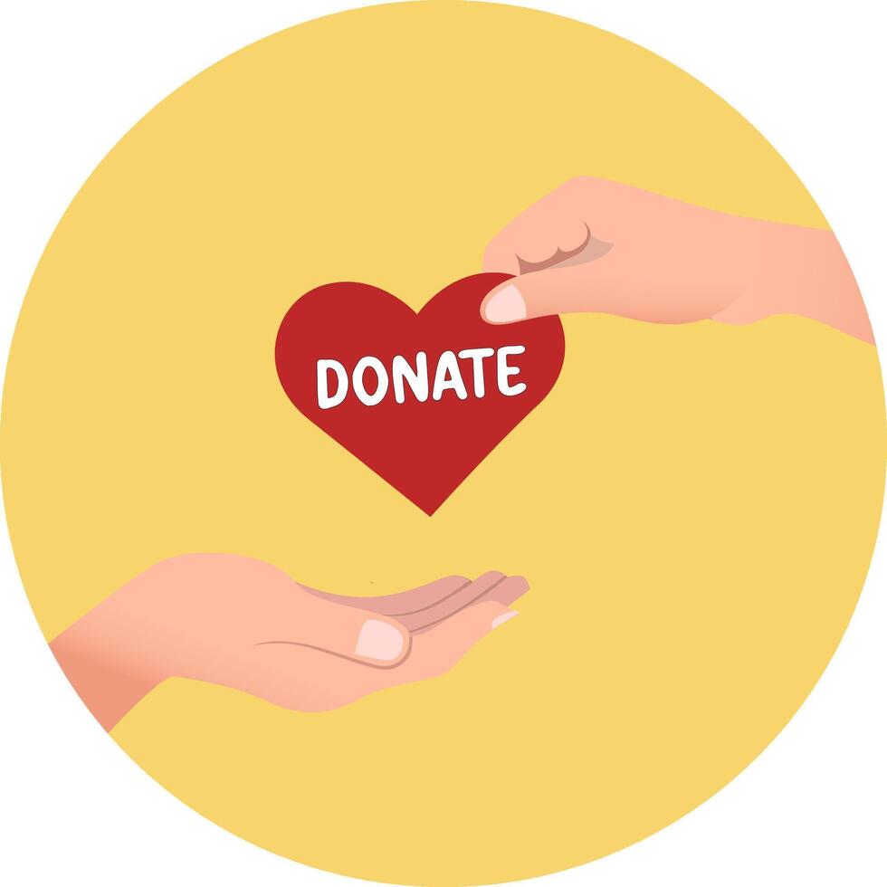 donate from hand-to-hand illustration, donation and charity vector