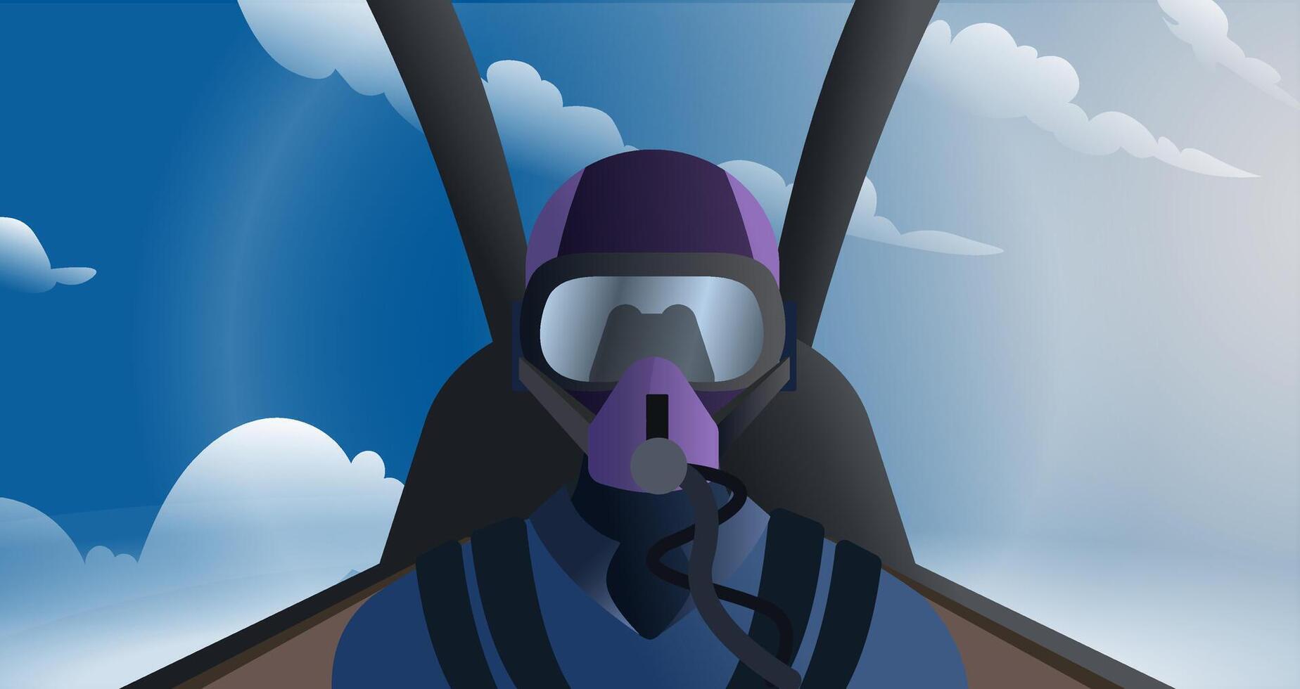 a military fighter in the aircraft cockpit view, jet pilot in the cockpit of air force vector